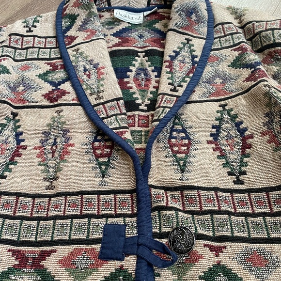 Vintage flashback bohemian cotton jacket ✨ Terry cloth cropped. vintage size l - Picture 3 of 7